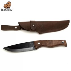 BEAVERCRAFT - BeaverCraft BSH3 Nightfall Ceviz Saplı Deri Kılıflı Kamp ve Av Bıçağı