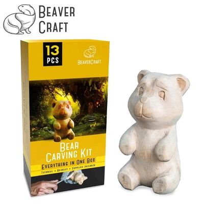 BeaverCraft DIY05 Ahşap Ayı Figürü Oyma Hobi Seti - 1