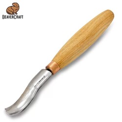 BEAVERCRAFT - BeaverCraft K8A/14 Bükülmüş Sığ Oluklu Kısa Ahşap Oyma Iskarpelası, No.8