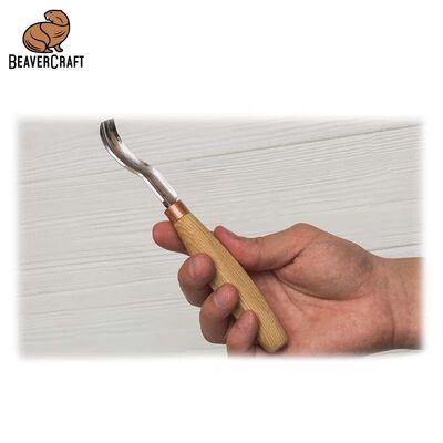 BeaverCraft K8A/14 Bükülmüş Sığ Oluklu Kısa Ahşap Oyma Iskarpelası, No.8
