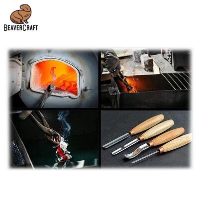 BeaverCraft K8A/14 Bükülmüş Sığ Oluklu Kısa Ahşap Oyma Iskarpelası, No.8