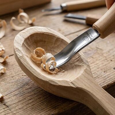 BeaverCraft P8A/14 Avuç İçi Kısa Eğri Oluklu Ahşap Oyma Iskarpelası, 14 mm - 2