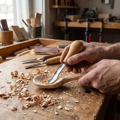 BeaverCraft P8A/14 Avuç İçi Kısa Eğri Oluklu Ahşap Oyma Iskarpelası, 14 mm - 6
