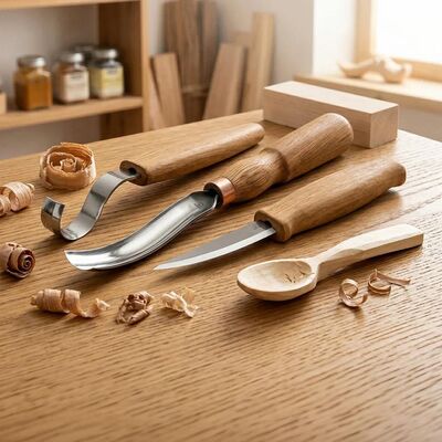 BeaverCraft S14 Kaşık Oyma Bıçağı ve Iskarpela Seti, 3 Parça - 2