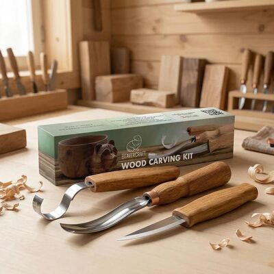 BeaverCraft S14 Kaşık Oyma Bıçağı ve Iskarpela Seti, 3 Parça - 5