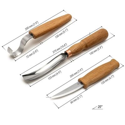BeaverCraft S14 Kaşık Oyma Bıçağı ve Iskarpela Seti, 3 Parça - 3