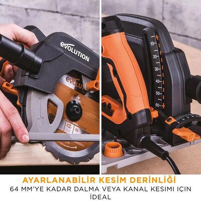 Evolution 027-0003A R185CCSX+ Circular Saw with TCT Multi-Material Cutting Blade, 185mm