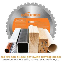Evolution 027-0003A R185CCSX+ Circular Saw with TCT Multi-Material Cutting Blade, 185mm - 3