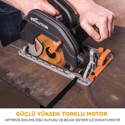 Evolution 027-0003C R185CCS Circular Saw with TCT Multi-Material Cutting Blade, 185mm
