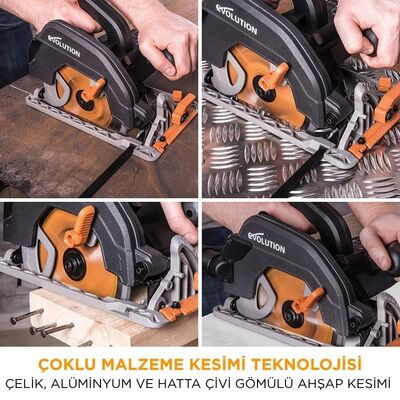 Evolution 027-0003C R185CCS Circular Saw with TCT Multi-Material Cutting Blade, 185mm