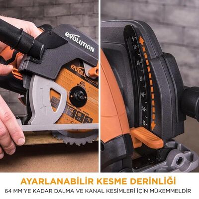 Evolution 027-0003C R185CCS Circular Saw with TCT Multi-Material Cutting Blade, 185mm