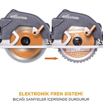 Evolution 027-0003C R185CCS Circular Saw with TCT Multi-Material Cutting Blade, 185mm
