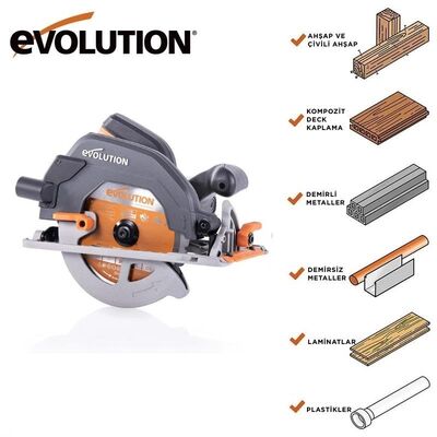 Evolution 027-0003C R185CCS Circular Saw with TCT Multi-Material Cutting Blade, 185mm