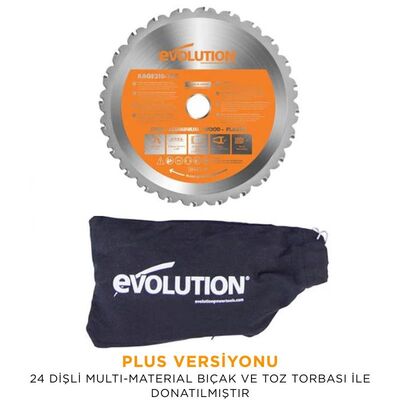 Evolution 046-0003A R210CMS Compound Mitre Saw With TCT Multi-Material Cutting Blade, 210mm 1200w