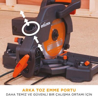 Evolution 046-0003A R210CMS Compound Mitre Saw With TCT Multi-Material Cutting Blade, 210mm 1200w