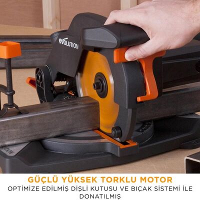 Evolution 046-0003A R210CMS Compound Mitre Saw With TCT Multi-Material Cutting Blade, 210mm 1200w