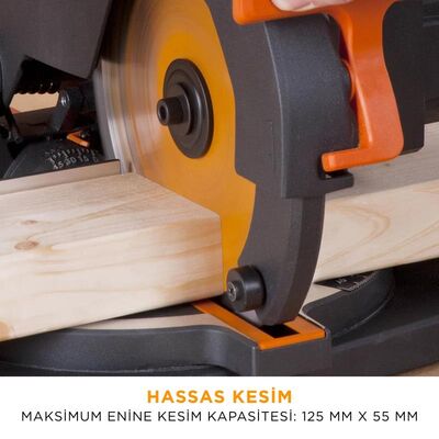 Evolution 046-0003A R210CMS Compound Mitre Saw With TCT Multi-Material Cutting Blade, 210mm 1200w