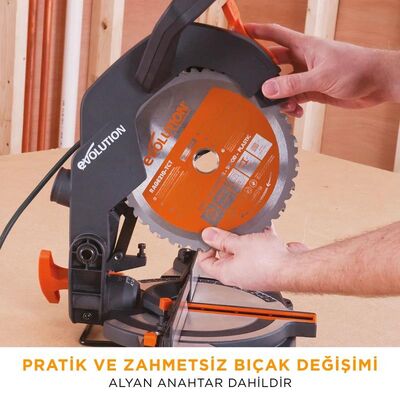Evolution 046-0003A R210CMS Compound Mitre Saw With TCT Multi-Material Cutting Blade, 210mm 1200w