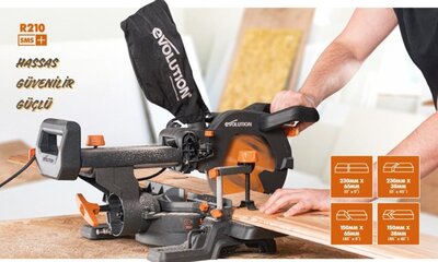 Evolution 048-0003A R210SMS+ Kızaklı Gönye Kesme Makinesi, 210mm 