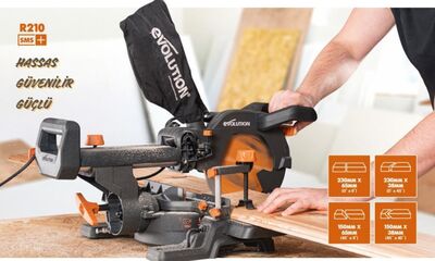 Evolution 048-0003A R210SMS+ Sliding Mitre Saw, 210mm