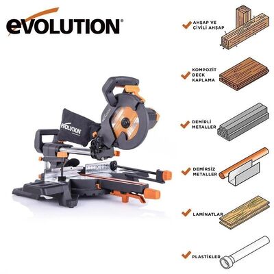 Evolution 048-0003A R210SMS+ Sliding Mitre Saw, 210mm
