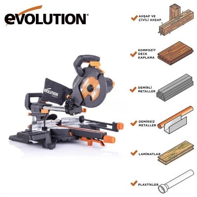 Evolution 048-0003A R210SMS+ Sliding Mitre Saw, 210mm - 20