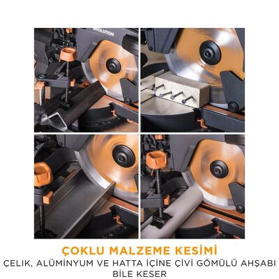 Evolution 052-0003A R255SMS+ Kızaklı Gönye Kesme Makinesi, 255mm