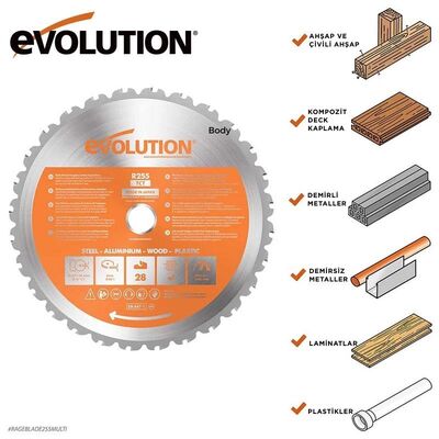 Evolution 052-0003A R255SMS+ Sliding Compound Mitre Saw, 255mm