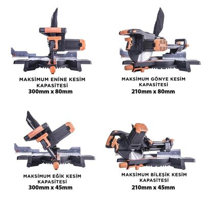 Evolution 052-0003A R255SMS+ Sliding Compound Mitre Saw, 255mm