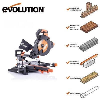 Evolution 052-0003A R255SMS+ Sliding Compound Mitre Saw, 255mm
