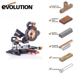 Evolution 052-0003A R255SMS+ Sliding Compound Mitre Saw, 255mm - 25