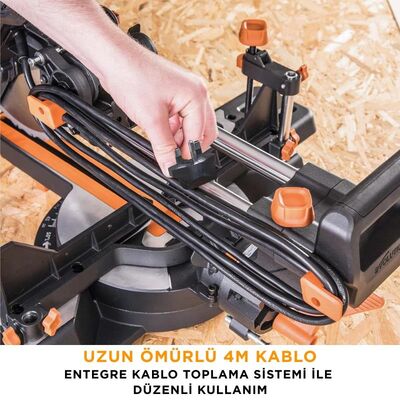 Evolution 053-0003B R255SMS-DB+ Çift Eğimli Kızaklı Bileşik Gönye Kesme Makinesi, 255mm