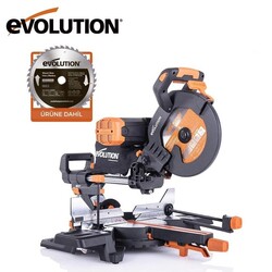 EVOLUTION - Evolution 053-0003B R255SMS-DB+ Çift Eğimli Kızaklı Bileşik Gönye Kesme Makinesi, 255mm