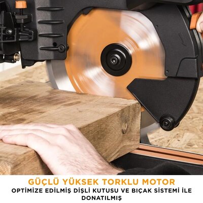 Evolution 053-0003B R255SMS-DB+ Çift Eğimli Kızaklı Bileşik Gönye Kesme Makinesi, 255mm