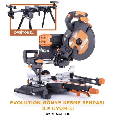 Evolution 053-0003B R255SMS-DB+ Çift Eğimli Kızaklı Bileşik Gönye Kesme Makinesi, 255mm - 17