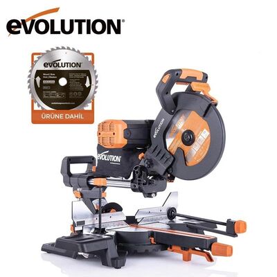 Evolution 053-0003B R255SMS-DB+ Double Bevel Sliding Compound Mitre Saw, 255mm