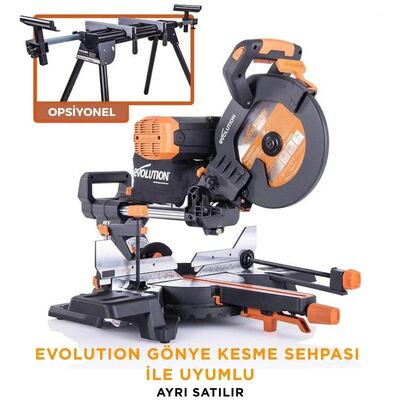 Evolution 053-0003B R255SMS-DB+ Double Bevel Sliding Compound Mitre Saw, 255mm
