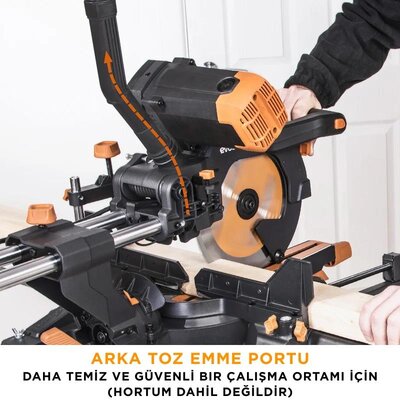 Evolution 053-0003B R255SMS-DB+ Double Bevel Sliding Compound Mitre Saw, 255mm