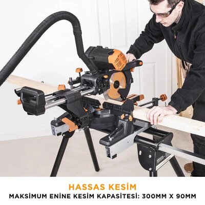 Evolution 053-0003B R255SMS-DB+ Double Bevel Sliding Compound Mitre Saw, 255mm