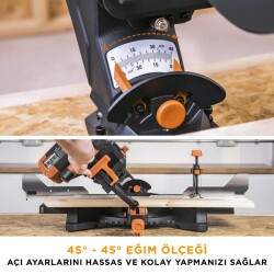 Evolution 053-0003B R255SMS-DB+ Double Bevel Sliding Compound Mitre Saw, 255mm - 6
