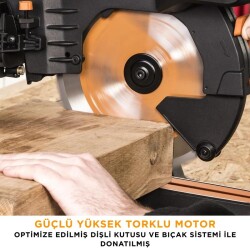 Evolution 053-0003B R255SMS-DB+ Double Bevel Sliding Compound Mitre Saw, 255mm - 7
