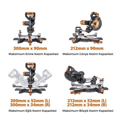 Evolution 053-0003B R255SMS-DB+ Double Bevel Sliding Compound Mitre Saw, 255mm - 21