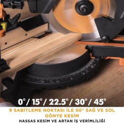 Evolution 053-0003B R255SMS-DB+ Double Bevel Sliding Compound Mitre Saw, 255mm - 22