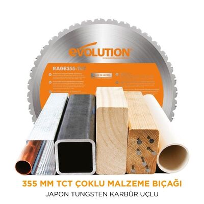 Evolution 083-0003 R355CPS Çoklu Malzeme Profil Kesme Testeresi, 355mm 