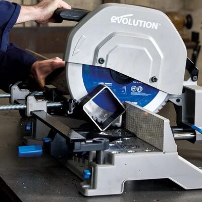 EVOLUTION 102-0003 S355MCS Mitering Chop Saw With 355mm Blade For Heavy Duty Metal Cutting