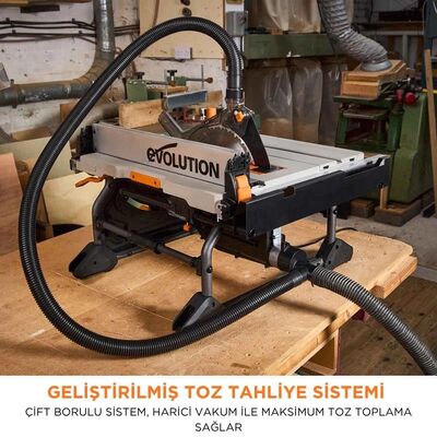Evolution 119-0013 R255TBL+ Portable Jobsite Table Saw with 255mm TCT Multi-material Blade