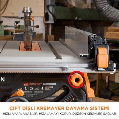 Evolution 119-0013 R255TBL+ Portable Jobsite Table Saw with 255mm TCT Multi-material Blade