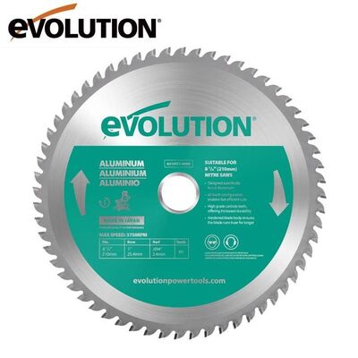 Evolution A210TCT-60MS Aluminium Cutting 60 Tooth TCT Mitre Saw Blade, 210mm