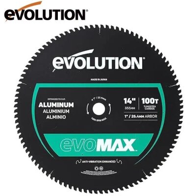 Evolution A355TCT-100CSMAX EVOMAX Profesyonel Ağır Hizmet Alüminyum Testere Bıçağı, 355mm - 1