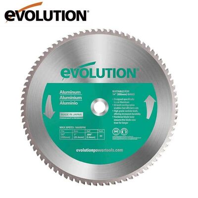 EVOLUTION A355TCT-80CS Aluminium Cutting 80T TCT Chop Saw Blade, 355mm